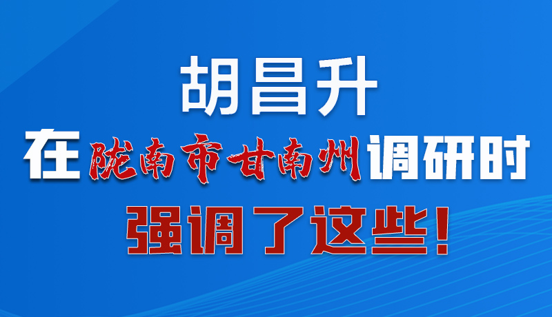 圖解|胡昌升在隴南市甘南州調研時強調了這些！