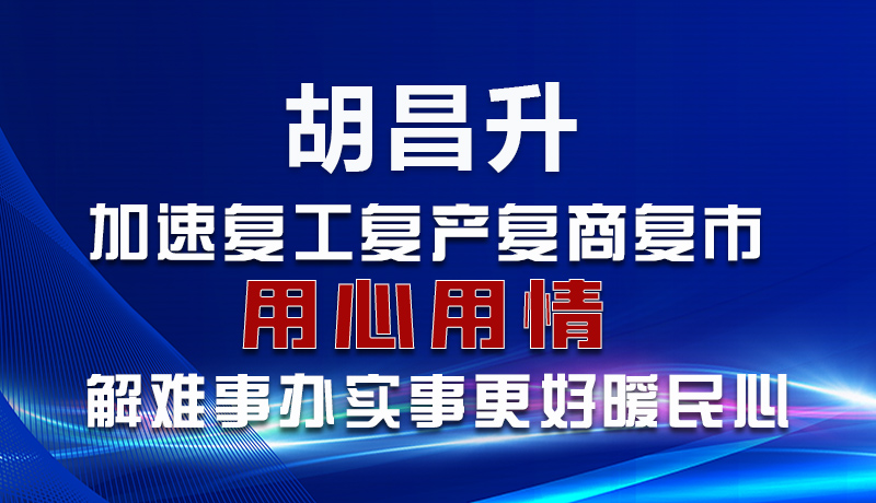 圖解|胡昌升：加速復工復產復商復市 用心用情解難事辦實事更好暖民心