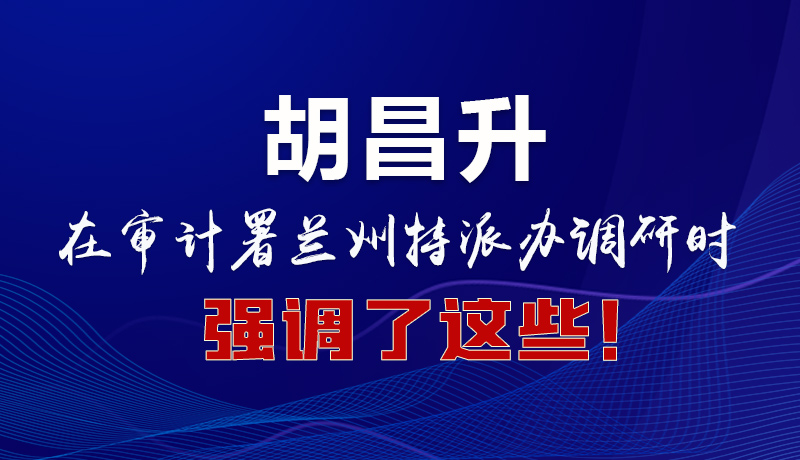 圖解|胡昌升在審計署蘭州特派辦調研時強調了這些！