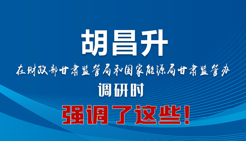 圖解|胡昌升在財政部甘肅監管局和國家能源局甘肅監管辦調研時強調了這些！