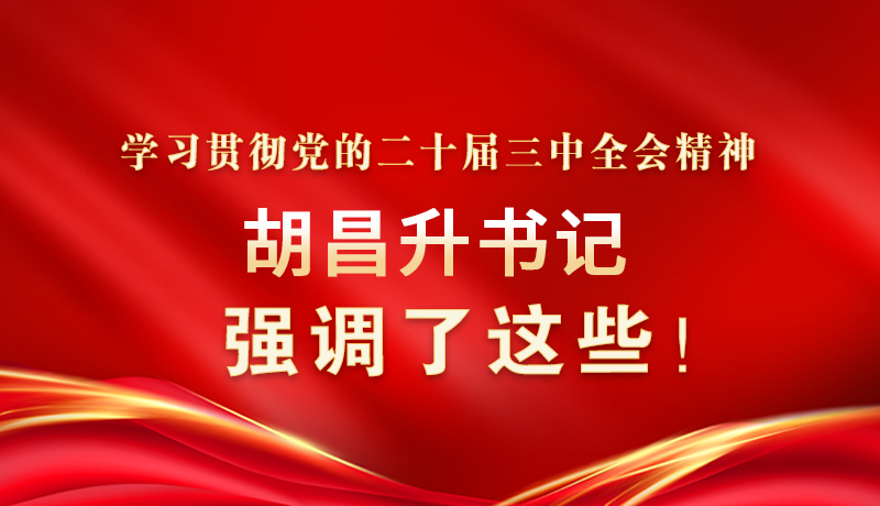 圖解|學(xué)習(xí)貫徹黨的二十屆三中全會(huì)精神 胡昌升書記強(qiáng)調(diào)了這些！